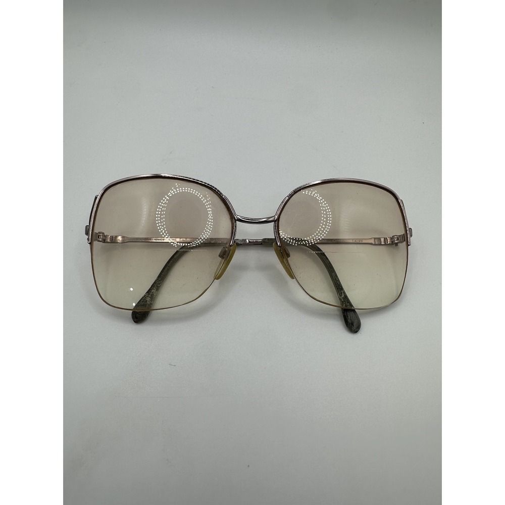 Vintage Luxottica Avant Garde Gray Aviator Half Rim‎ Italy Sunglasses